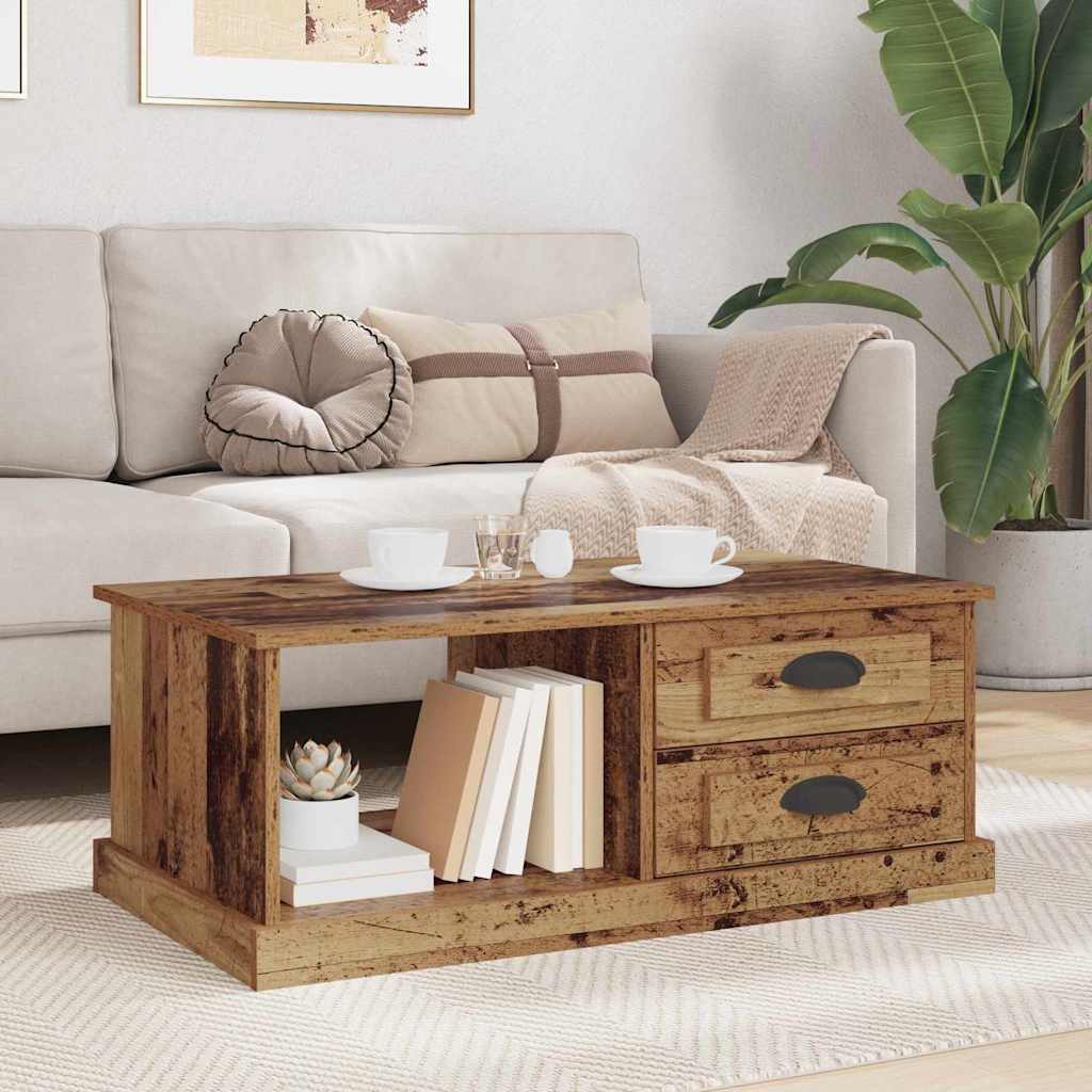 Mesa de Café con cajón Madera envejecida 90 x 50 x 35 cm