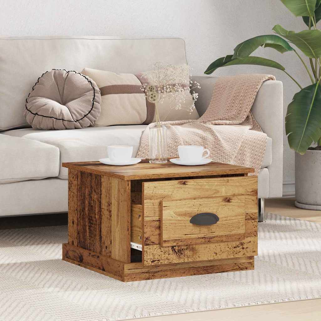 Mesa de Café con cajón Madera envejecida 50 x 50 x 35 cm