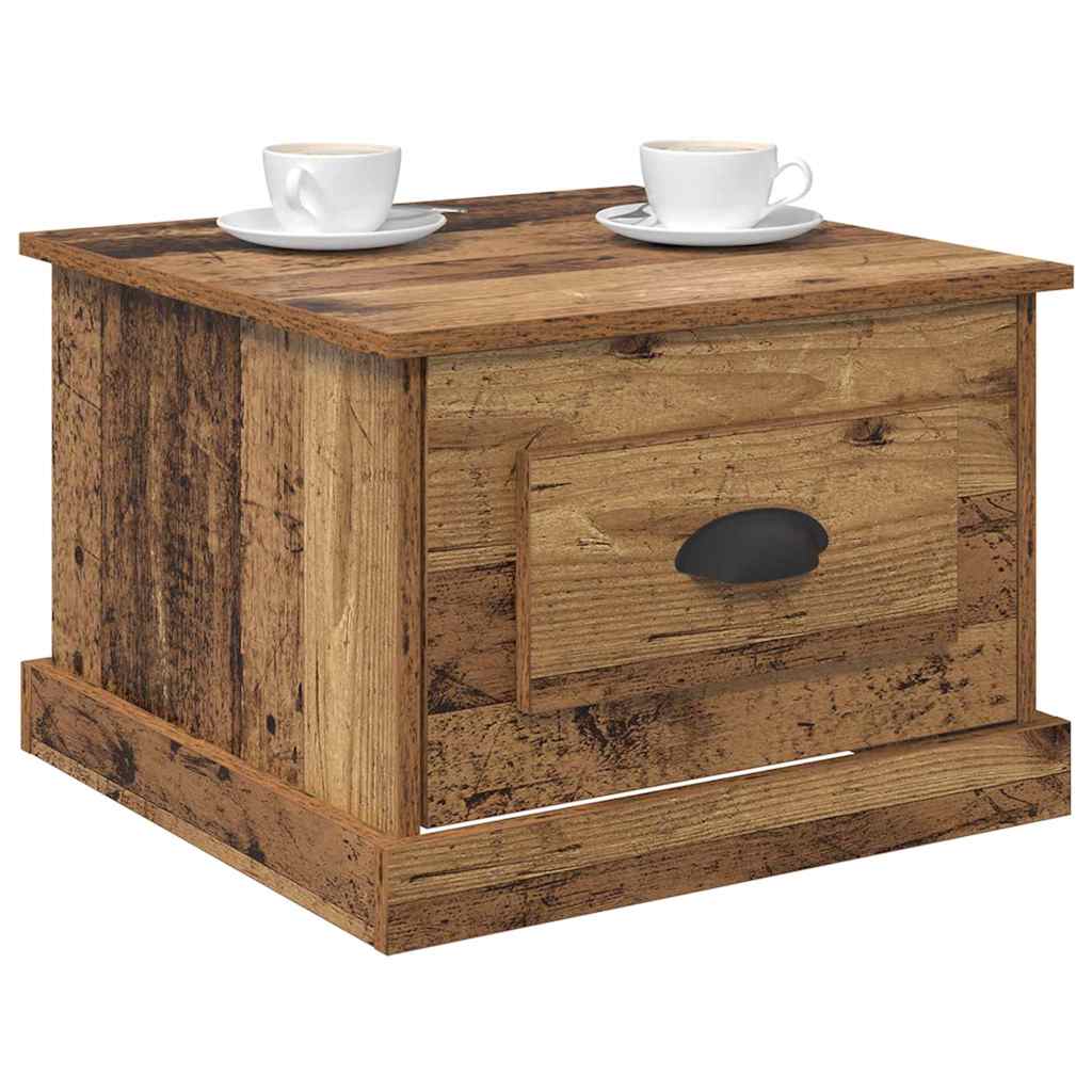 Mesa de Café con cajón Madera envejecida 50 x 50 x 35 cm