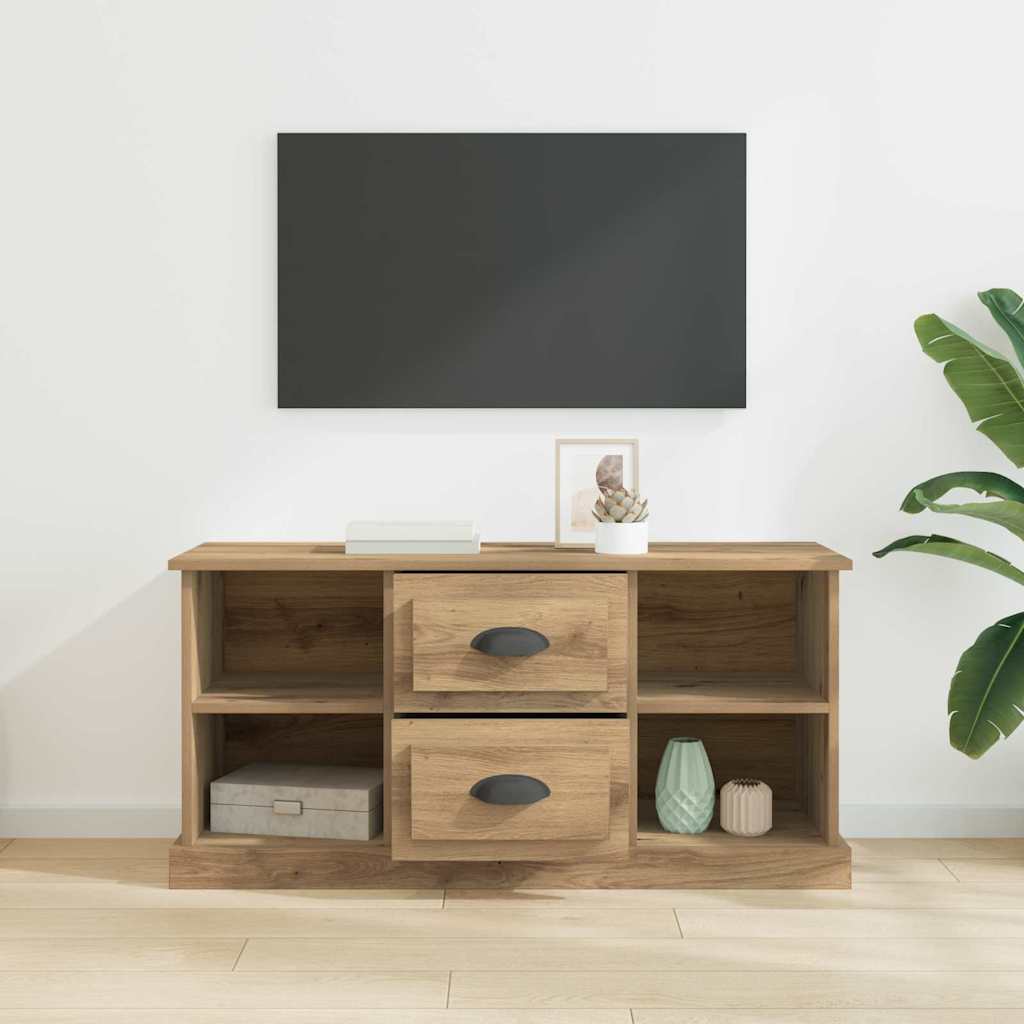 Gabinete de TV con cajón Roble artesanal 99,5 x 35,5 x 48 cm