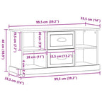 Gabinete de TV con cajón Roble artesanal 99,5 x 35,5 x 48 cm