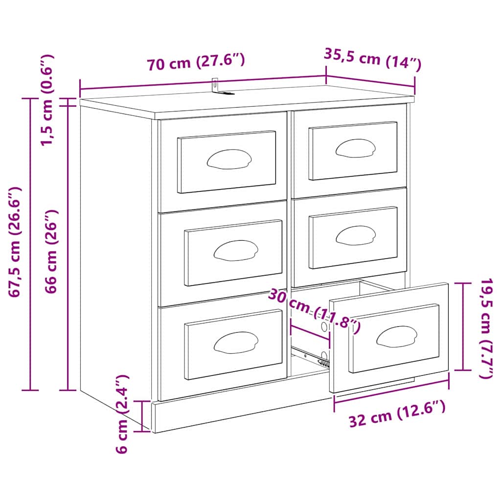 Vitrina con cajón Roble artesanal 70 x 35,5 x 67,5 cm