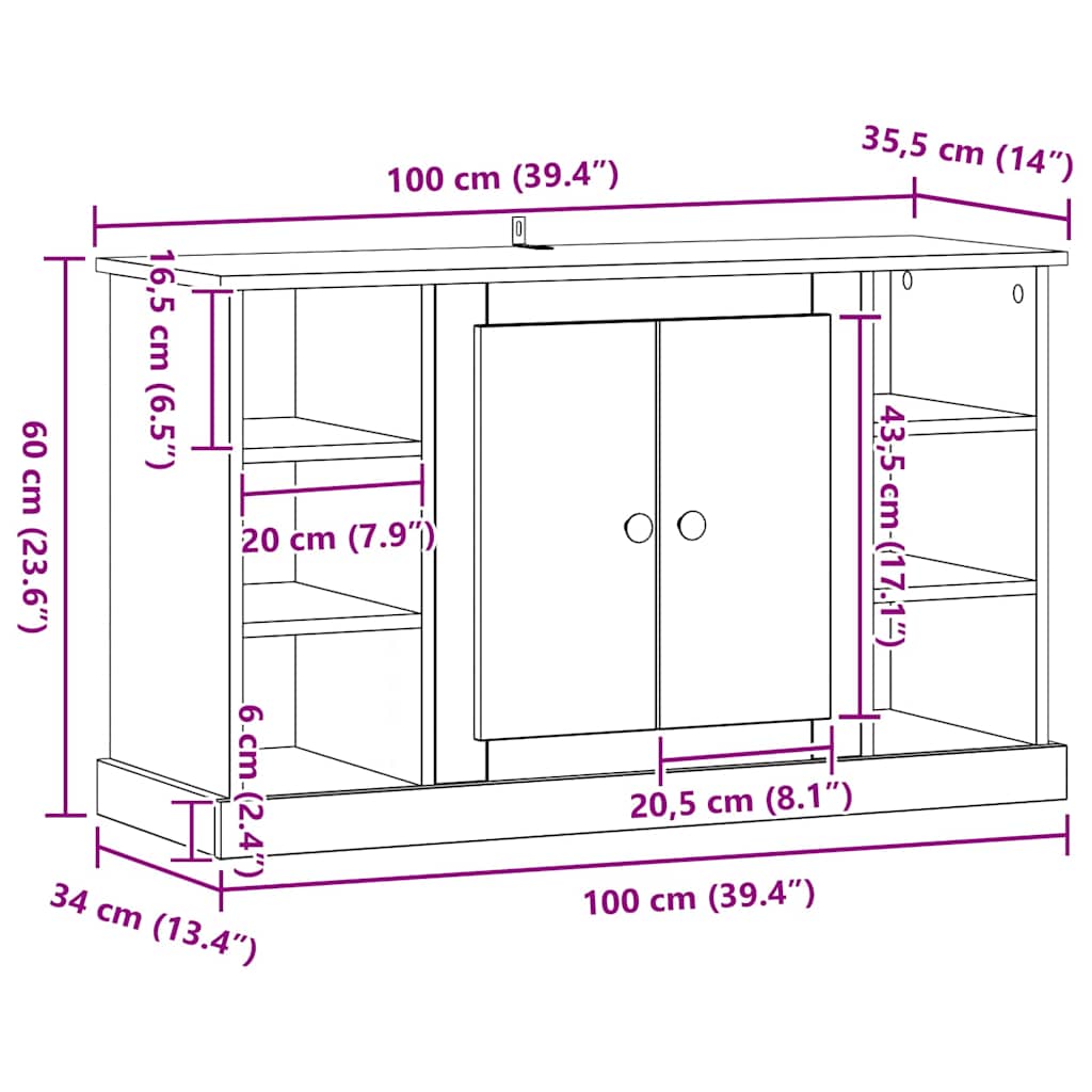 Vitrina Madera Vieja 100 x 35,5 x 60 cm Madera contrachapada