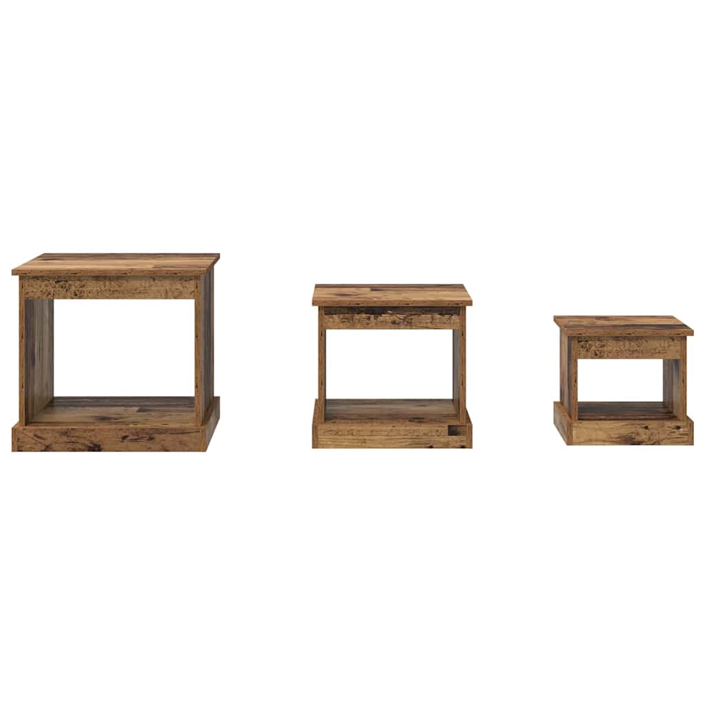 Mesa de Café 3 pcs Madera Vieja Madera contrachapada