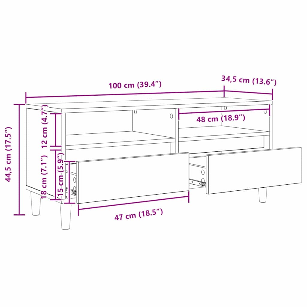 Gabinete de TV con cajón Madera Vieja 100 x 34,5 x 44,5 cm