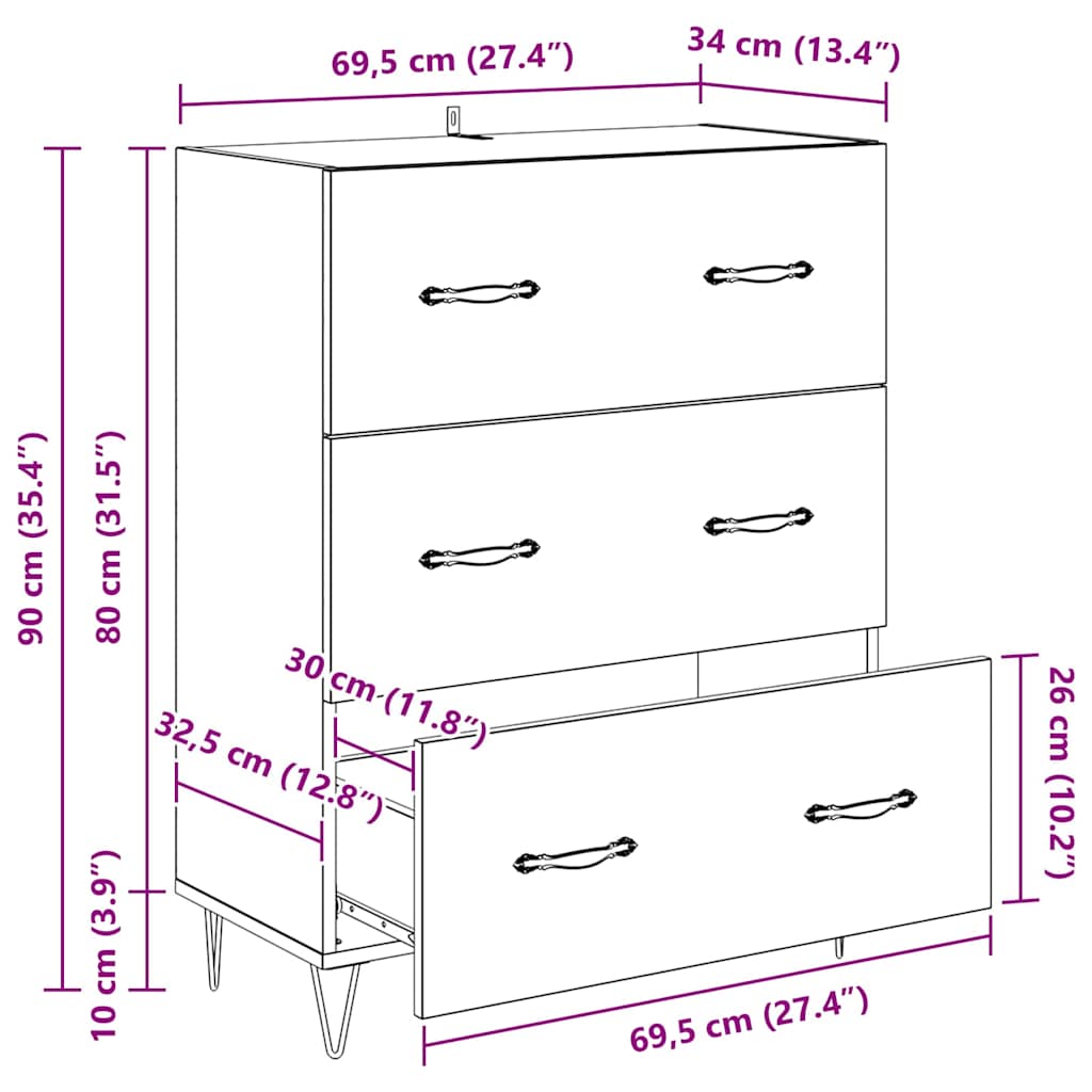 Vitrina con cajón Madera Vieja 69,5 x 34 x 90 cm