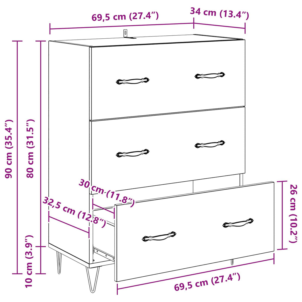 Vitrina con cajón Madera Vieja 69,5 x 34 x 90 cm
