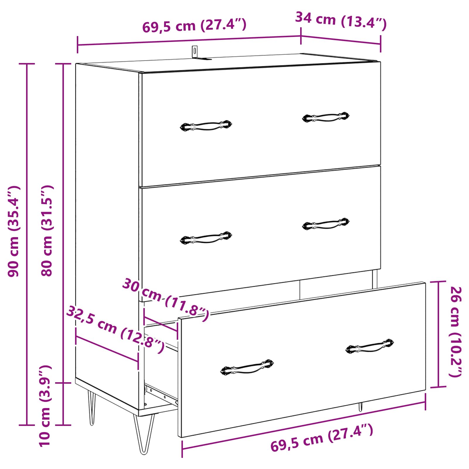 Vitrina con cajón Madera Vieja 69,5 x 34 x 90 cm