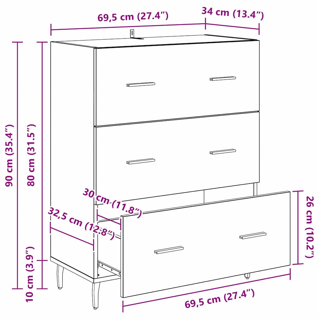 Vitrina con cajón Madera Vieja 69,5 x 34 x 90 cm