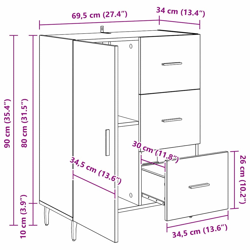 Vitrina con cajón Madera Vieja 69,5 x 34 x 90 cm