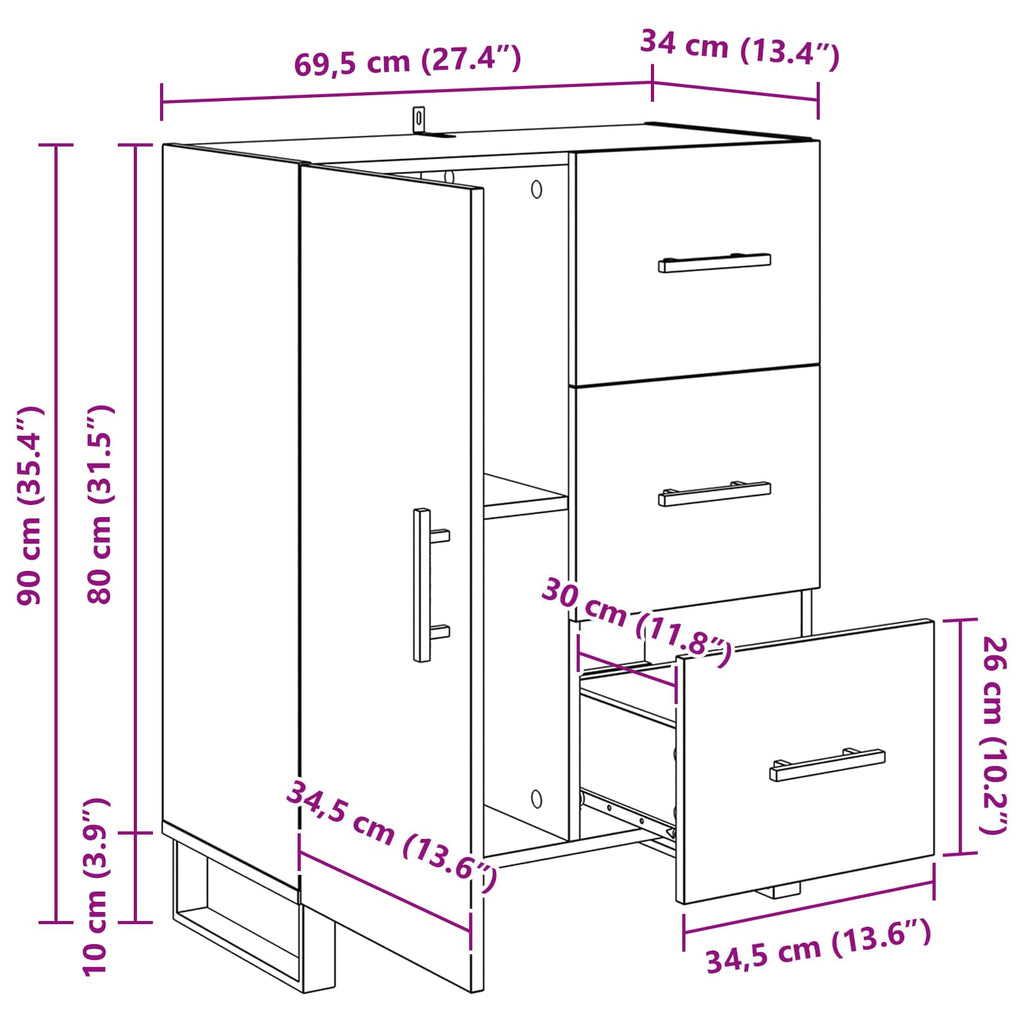 Vitrina con cajón Madera Vieja 69,5 x 34 x 90 cm