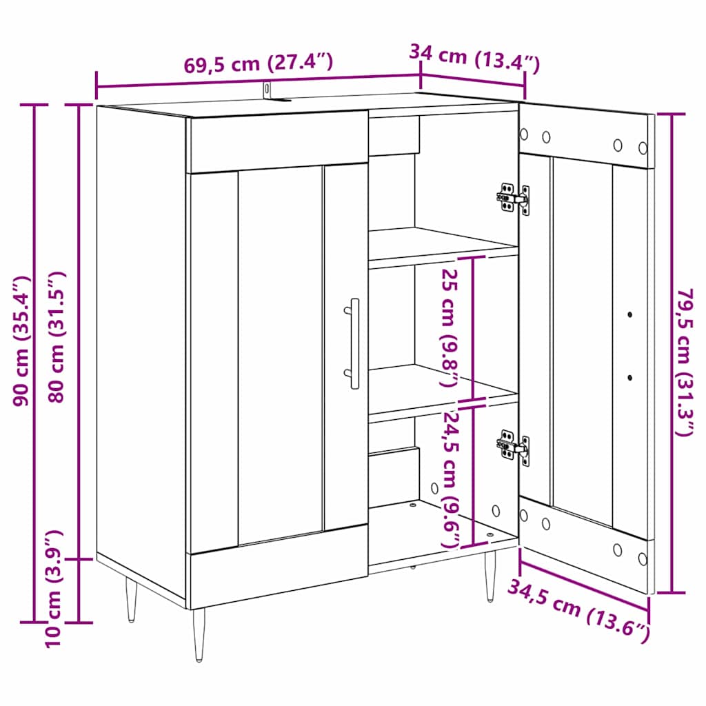 Vitrina Madera Vieja 69,5 x 34 x 90 cm