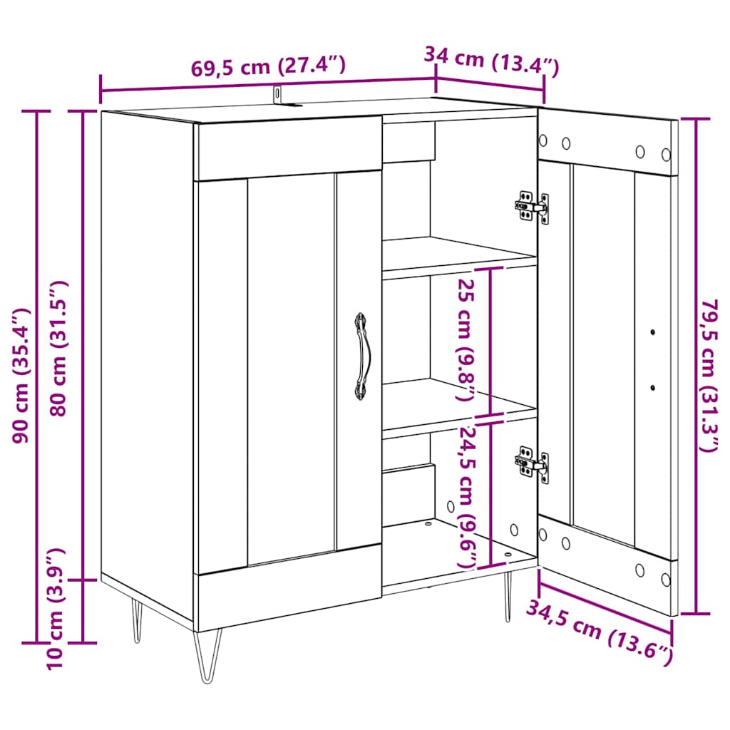 Vitrina Madera Vieja 69,5 x 34 x 90 cm