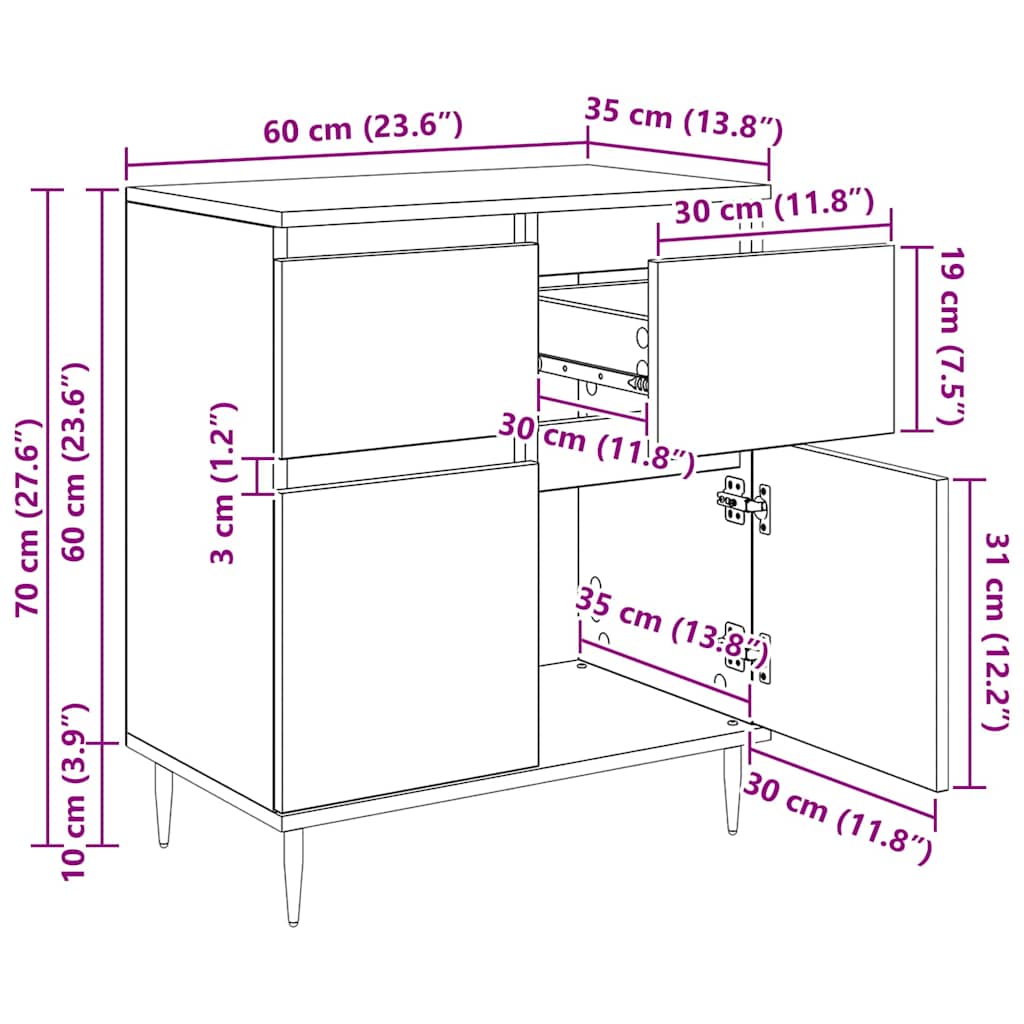 Vitrina con cajón Madera Vieja 60 x 35 x 70 cm