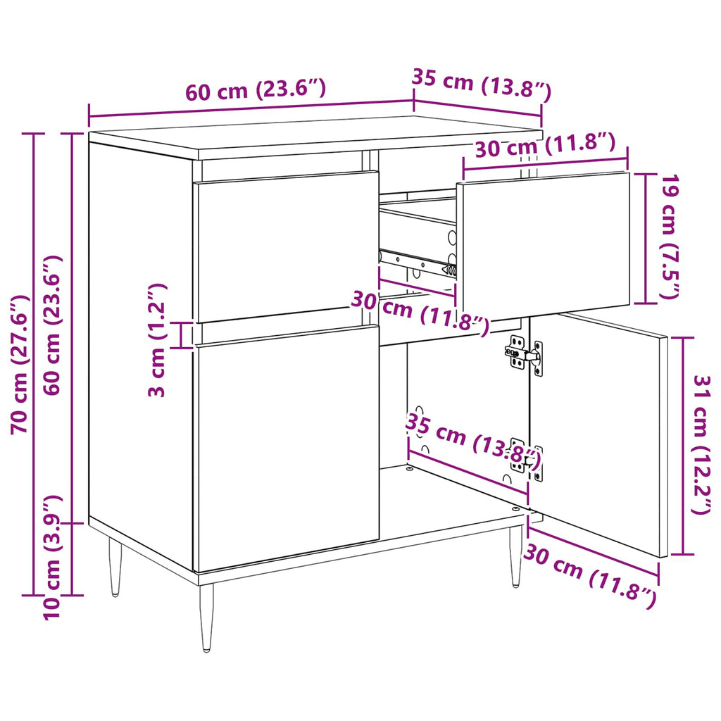 Vitrina con cajón Madera Vieja 60 x 35 x 70 cm