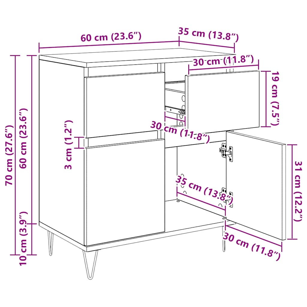 Vitrina con cajón Madera Vieja 60 x 35 x 70 cm