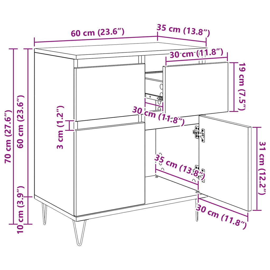 Vitrina con cajón Madera Vieja 60 x 35 x 70 cm