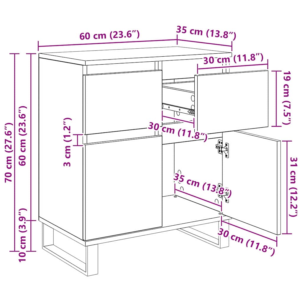 Vitrina con cajón Madera Vieja 60 x 35 x 70 cm