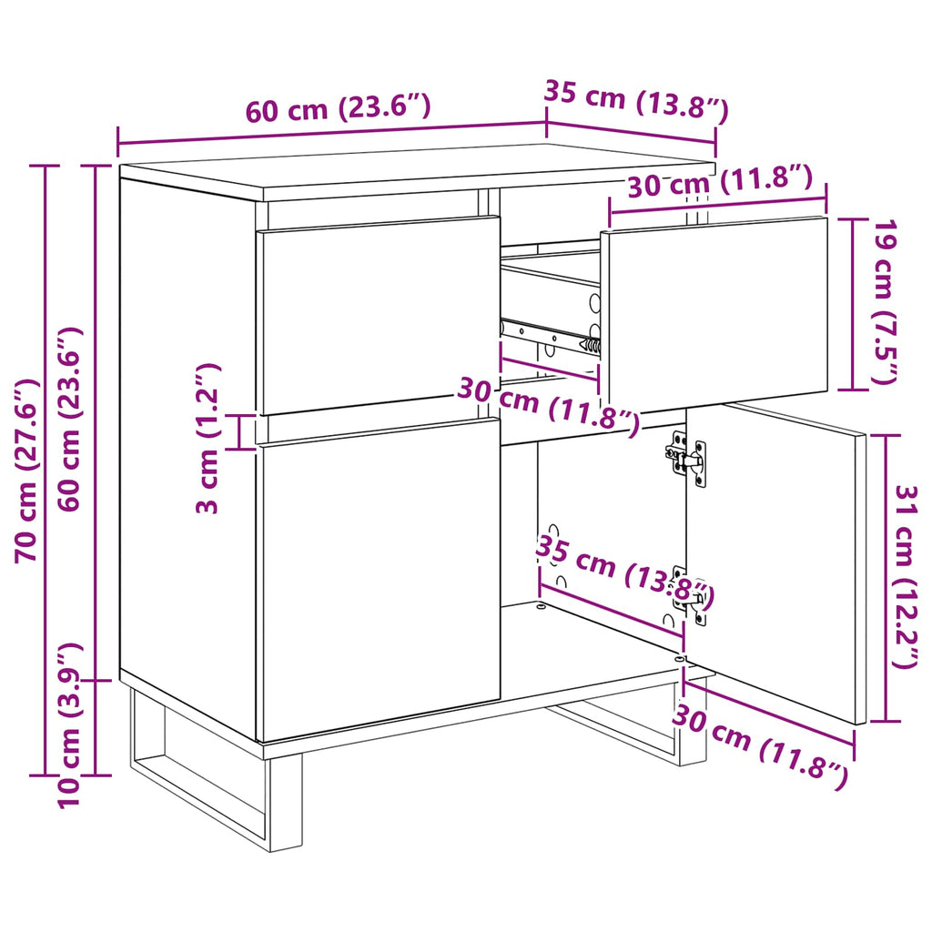 Vitrina con cajón Madera Vieja 60 x 35 x 70 cm