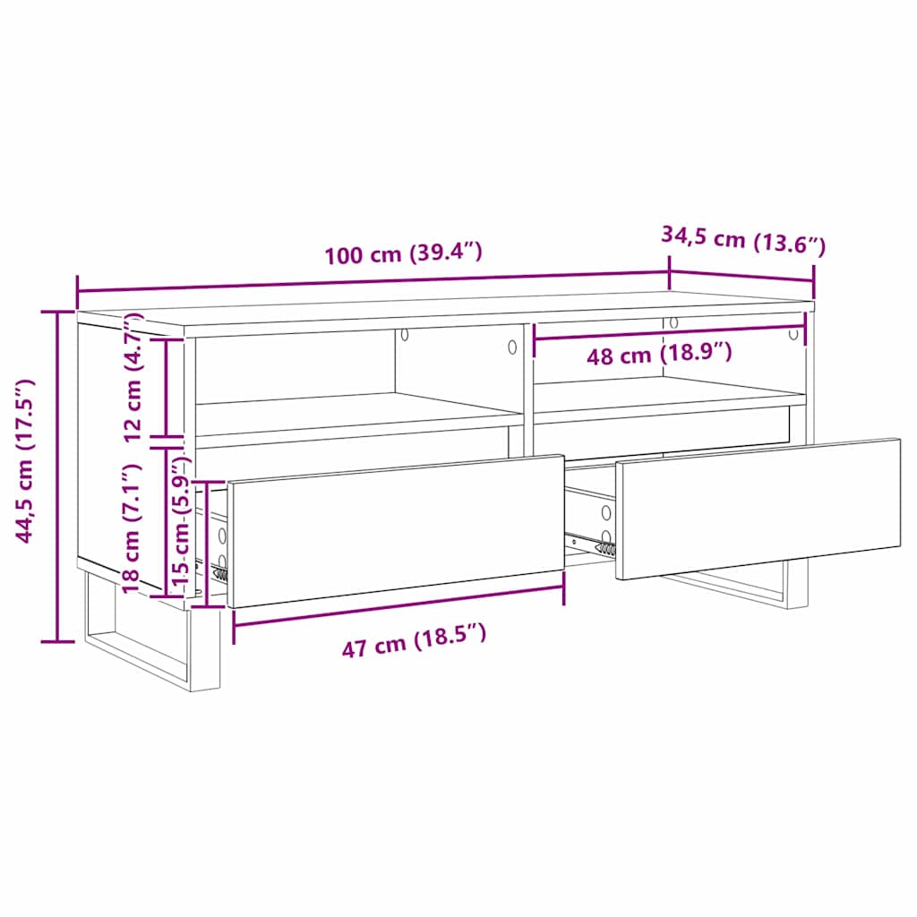 Gabinete de TV con cajón Madera Vieja 100 x 34,5 x 44,5 cm