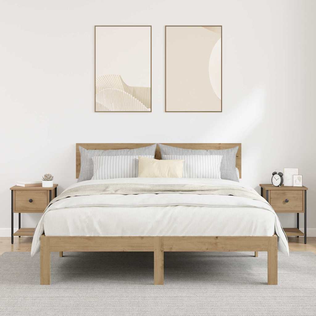 Mesita de Noche 2 pcs Roble artesanal 34 x 35,5 x 45 cm
