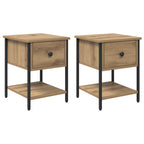 Mesita de Noche 2 pcs Roble artesanal 34 x 35,5 x 45 cm