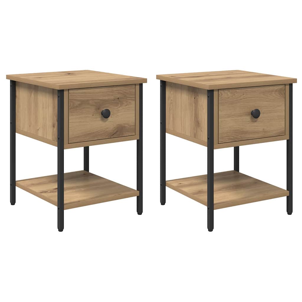 Mesita de Noche 2 pcs Roble artesanal 34 x 35,5 x 45 cm