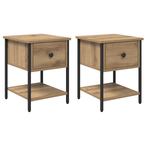 Mesita de Noche 2 pcs Roble artesanal 34 x 35,5 x 45 cm