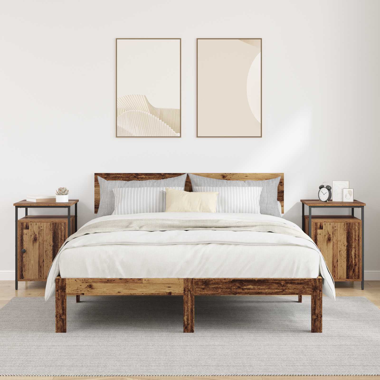 Armario de Noche 2 pcs Madera vieja 40 x 42 x 60cm