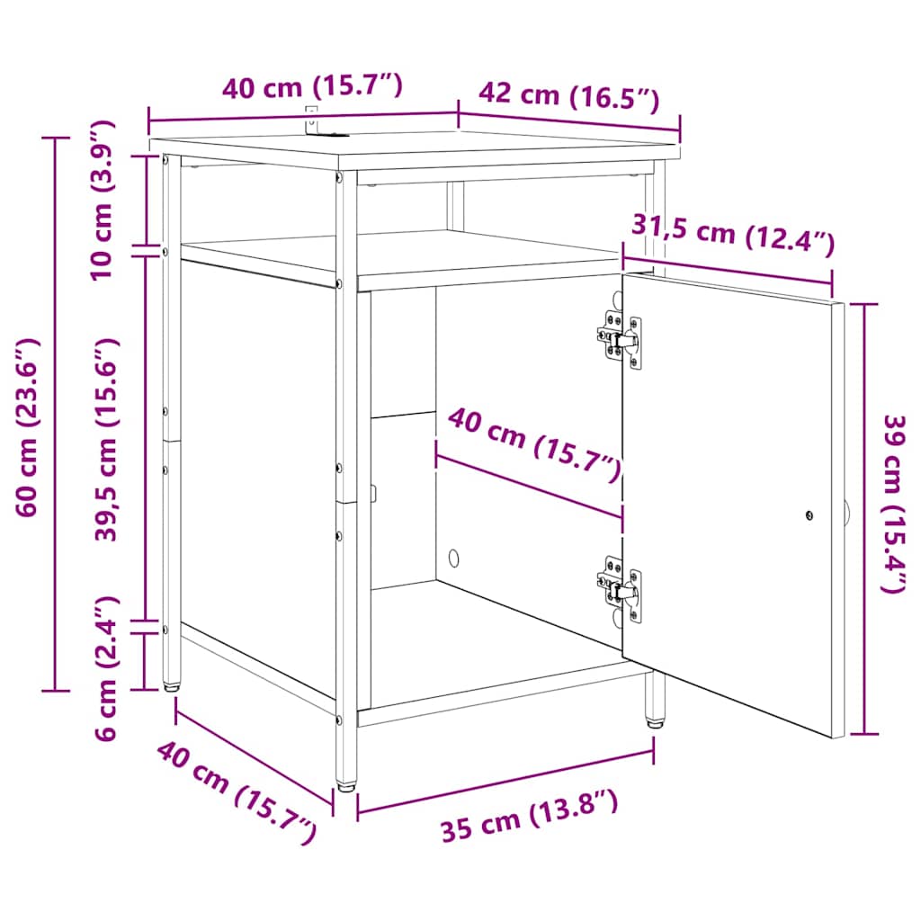 Armario de Noche 2 pcs Madera vieja 40 x 42 x 60cm
