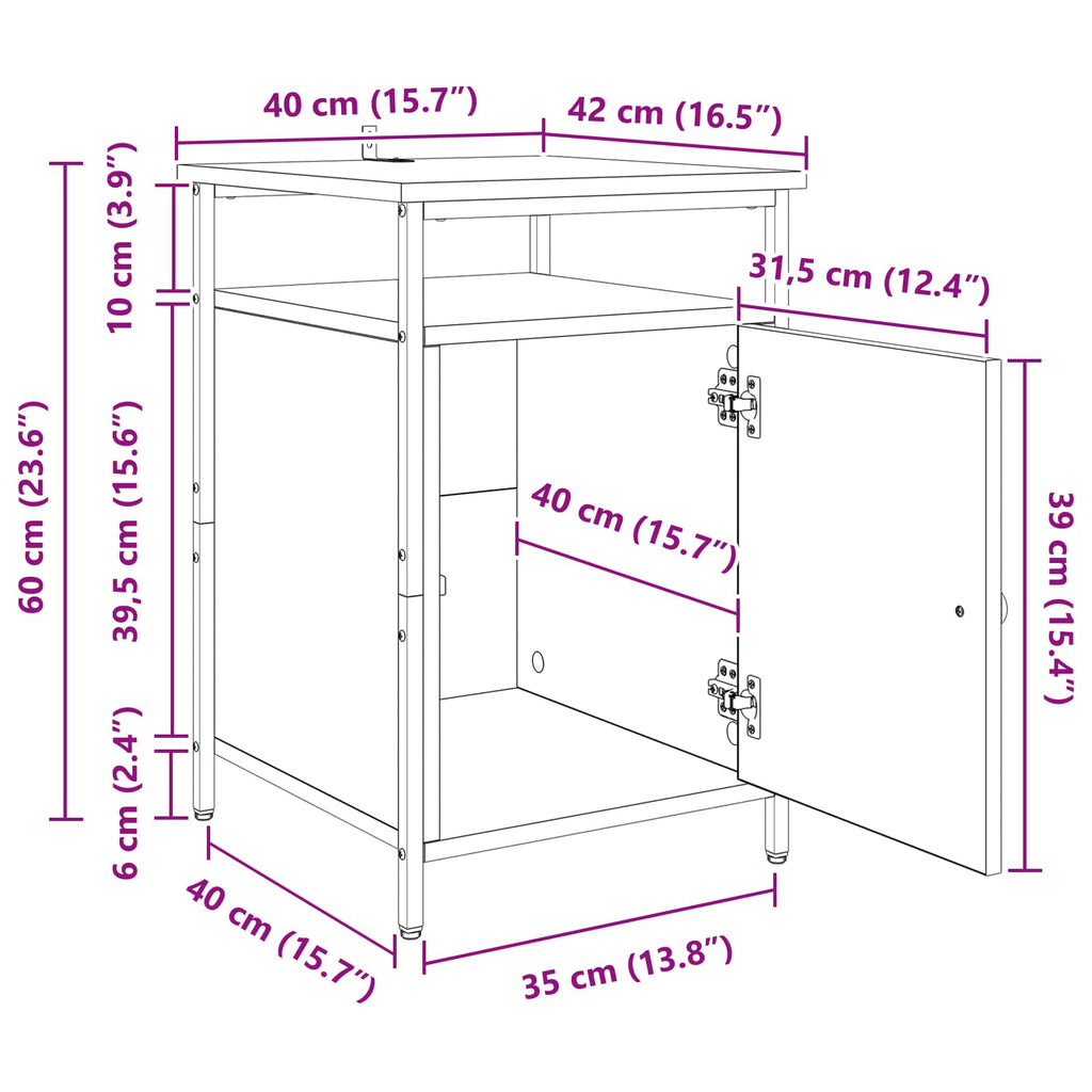 Armario de Noche 2 pcs Madera vieja 40 x 42 x 60cm