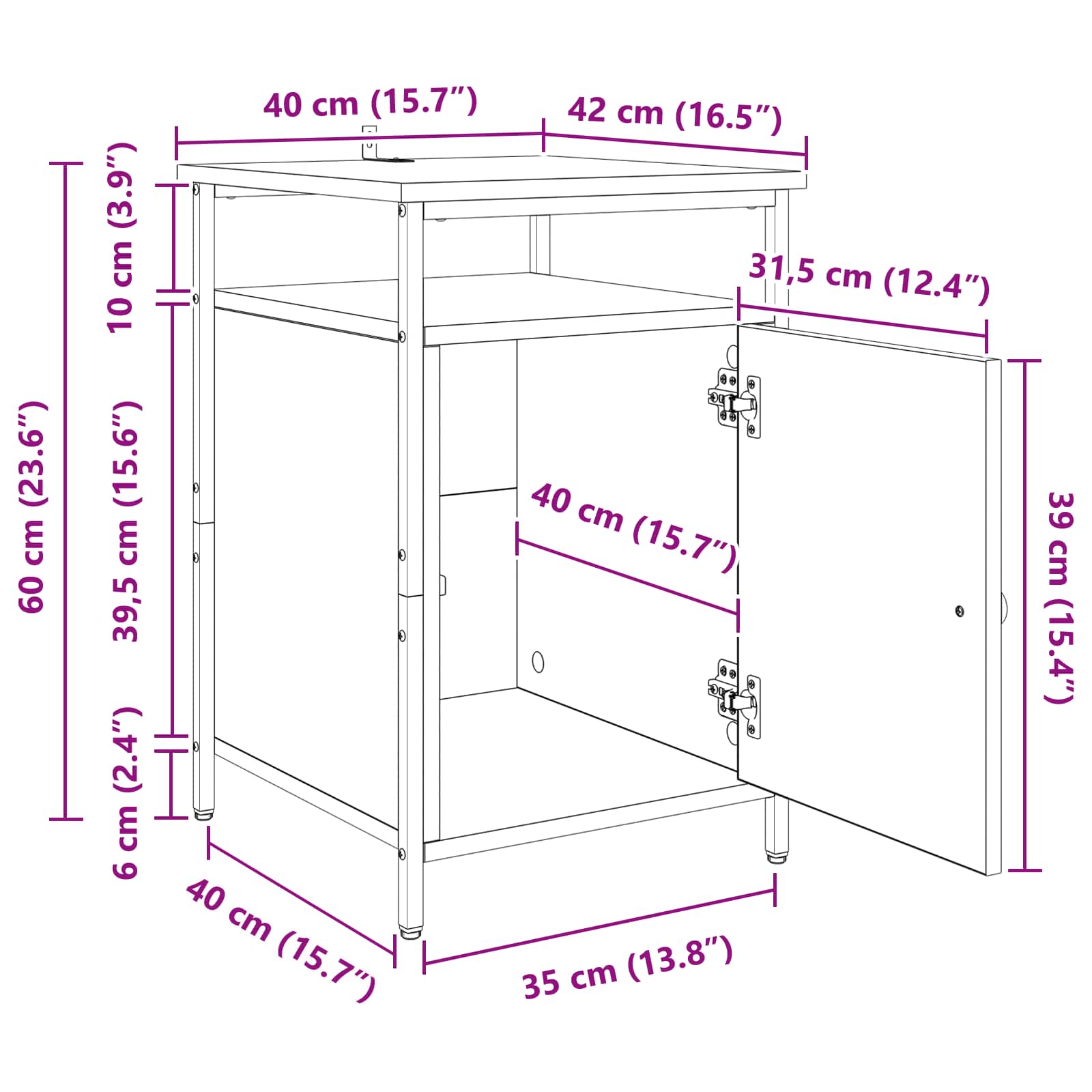 Armario de Noche 2 pcs Madera vieja 40 x 42 x 60cm