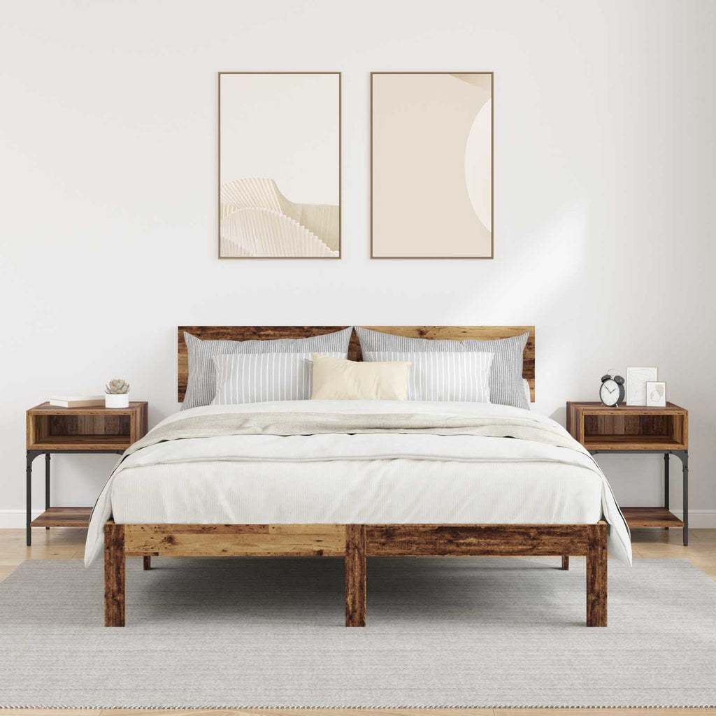Mesita de Noche 2 pcs Madera vieja 40 x 40 x 50 cm