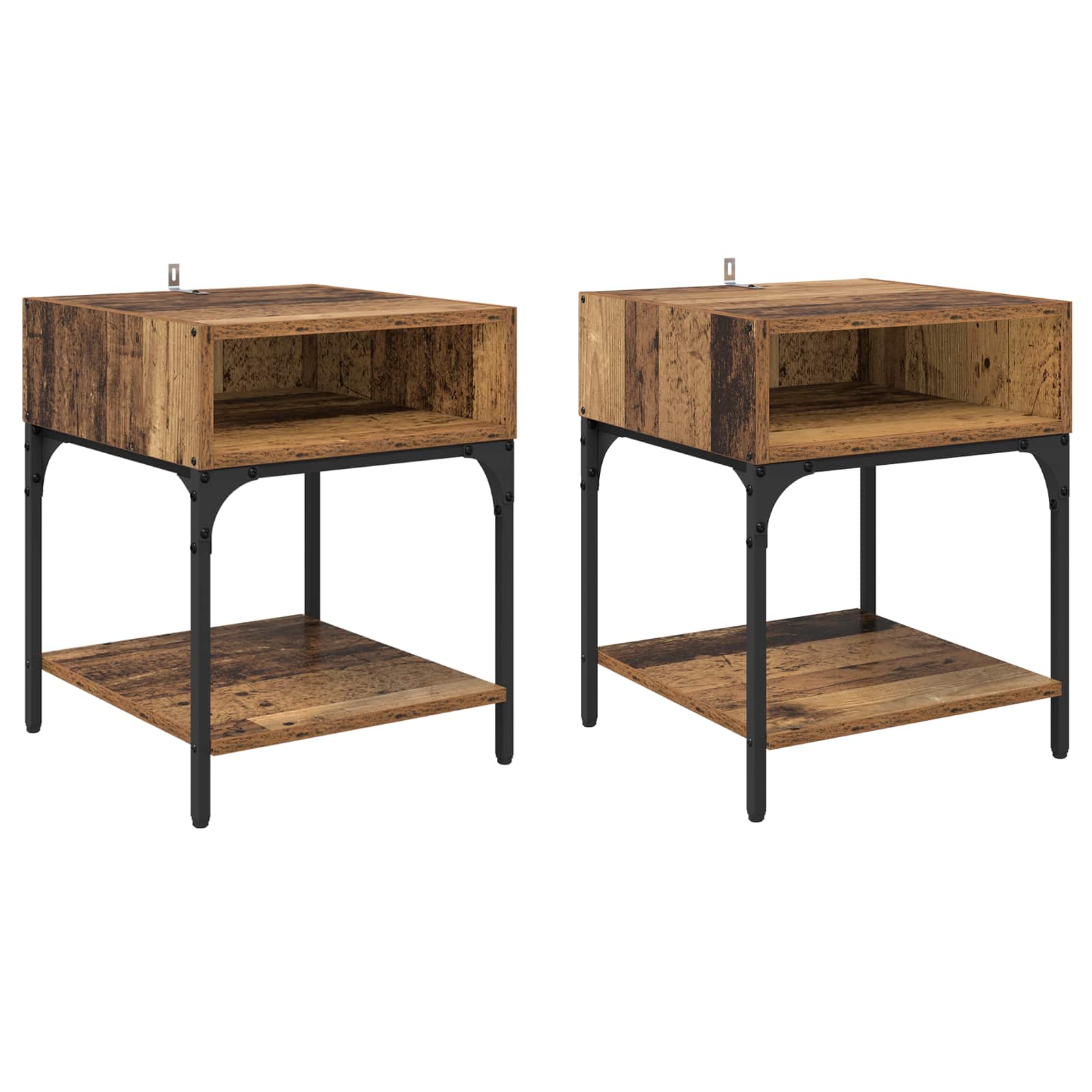 Mesita de Noche 2 pcs Madera vieja 40 x 40 x 50 cm