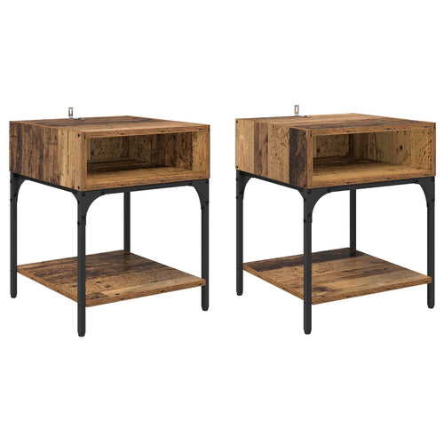 Mesita de Noche 2 pcs Madera vieja 40 x 40 x 50 cm