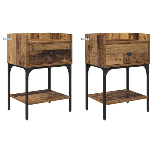 Nightstand with Drawer 2 pcs Old Wood 40 x 29 x 60 cm