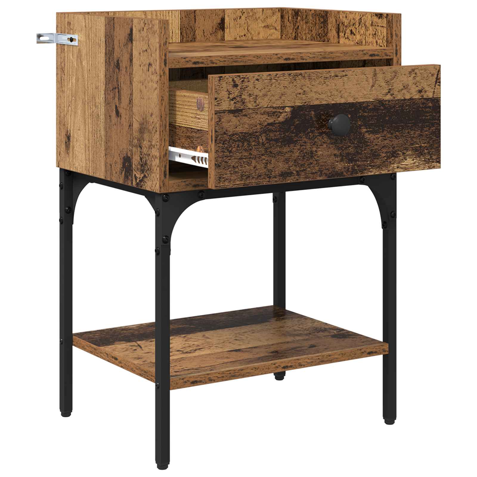 Mesita de Noche con cajón 2 pcs Madera vieja 40 x 29 x 60 cm
