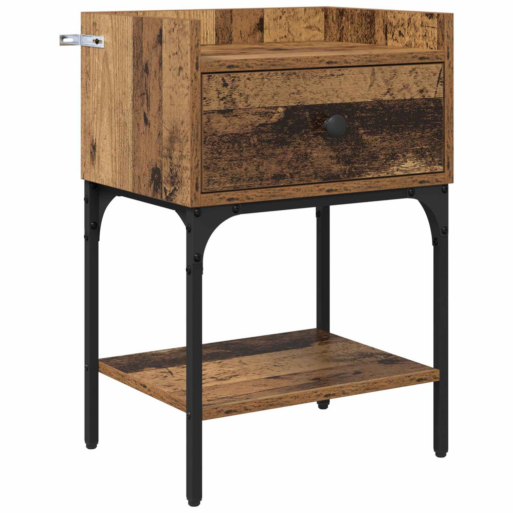 Mesita de Noche con cajón 2 pcs Madera vieja 40 x 29 x 60 cm
