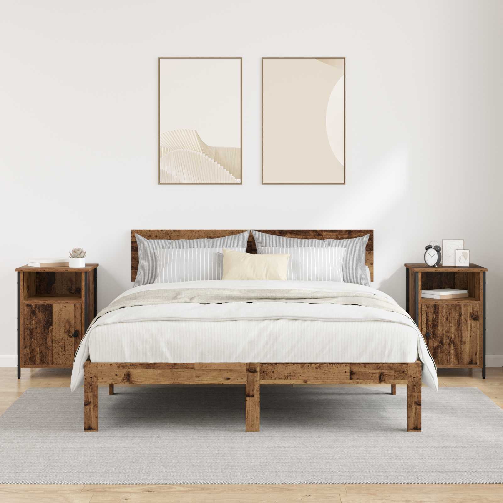 Armario de Noche 2 pcs Madera vieja 40 x 42 x 60 cm