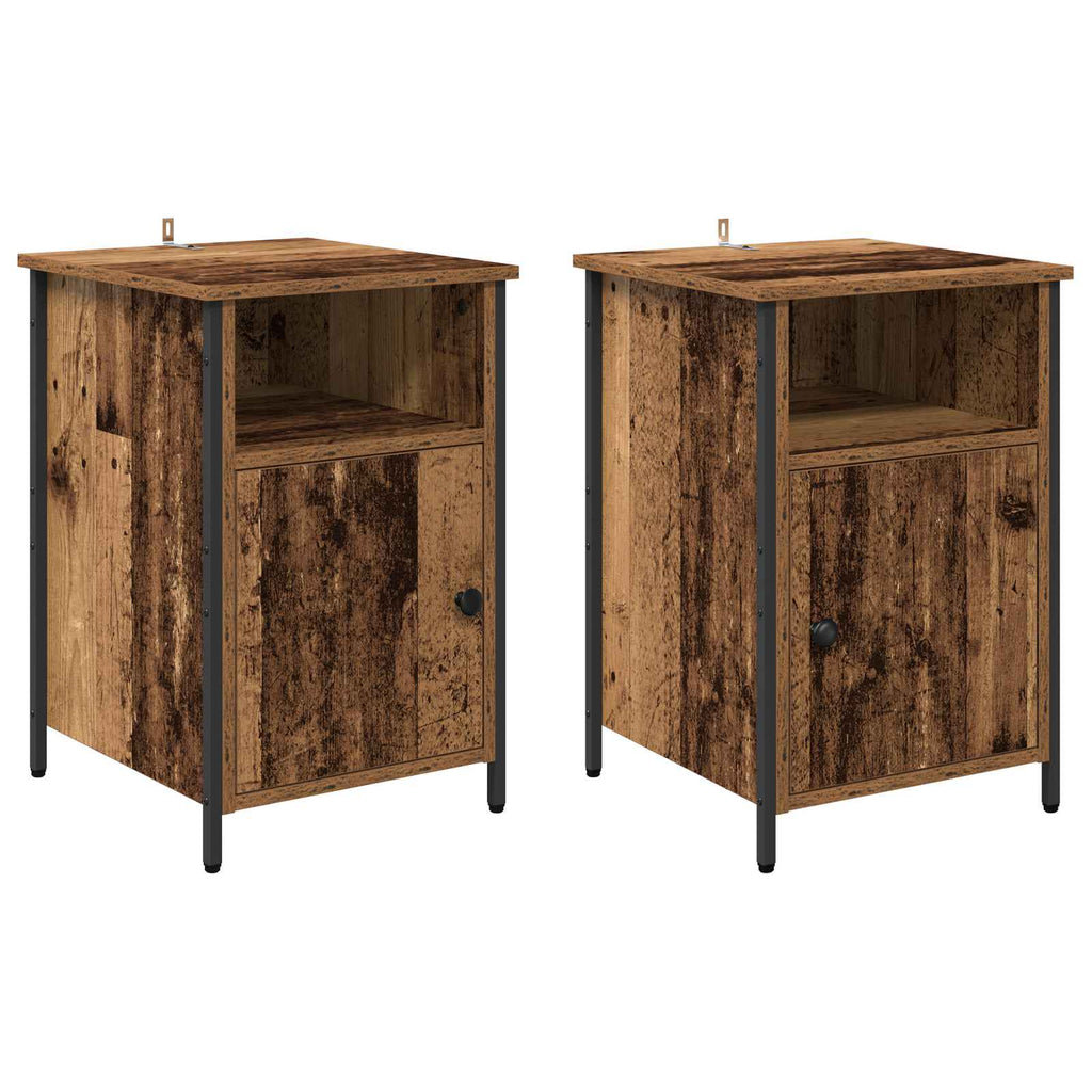 Armario de Noche 2 pcs Madera vieja 40 x 42 x 60 cm