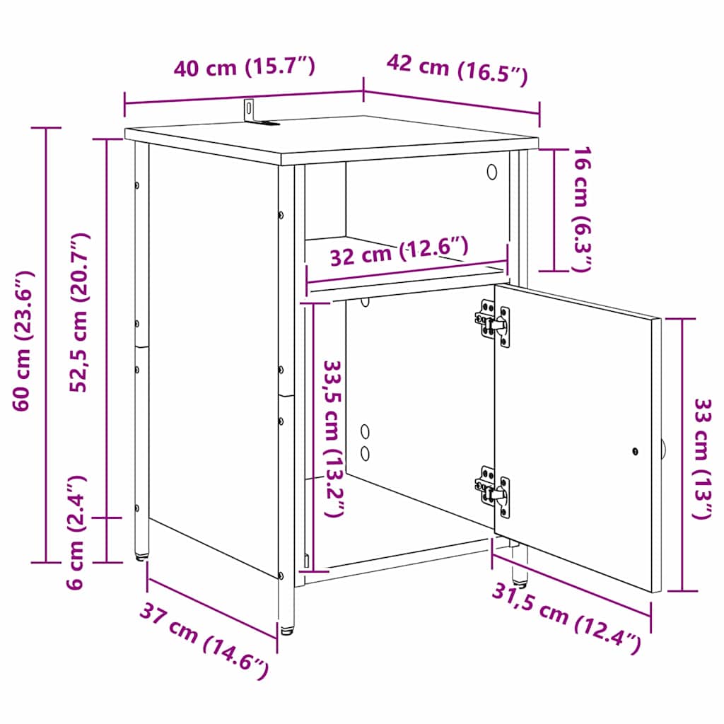 Armario de Noche 2 pcs Madera vieja 40 x 42 x 60 cm
