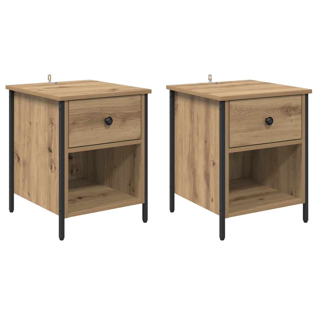 Armario de Noche 2 pcs Roble artesanal 40 x 42 x 50 cm