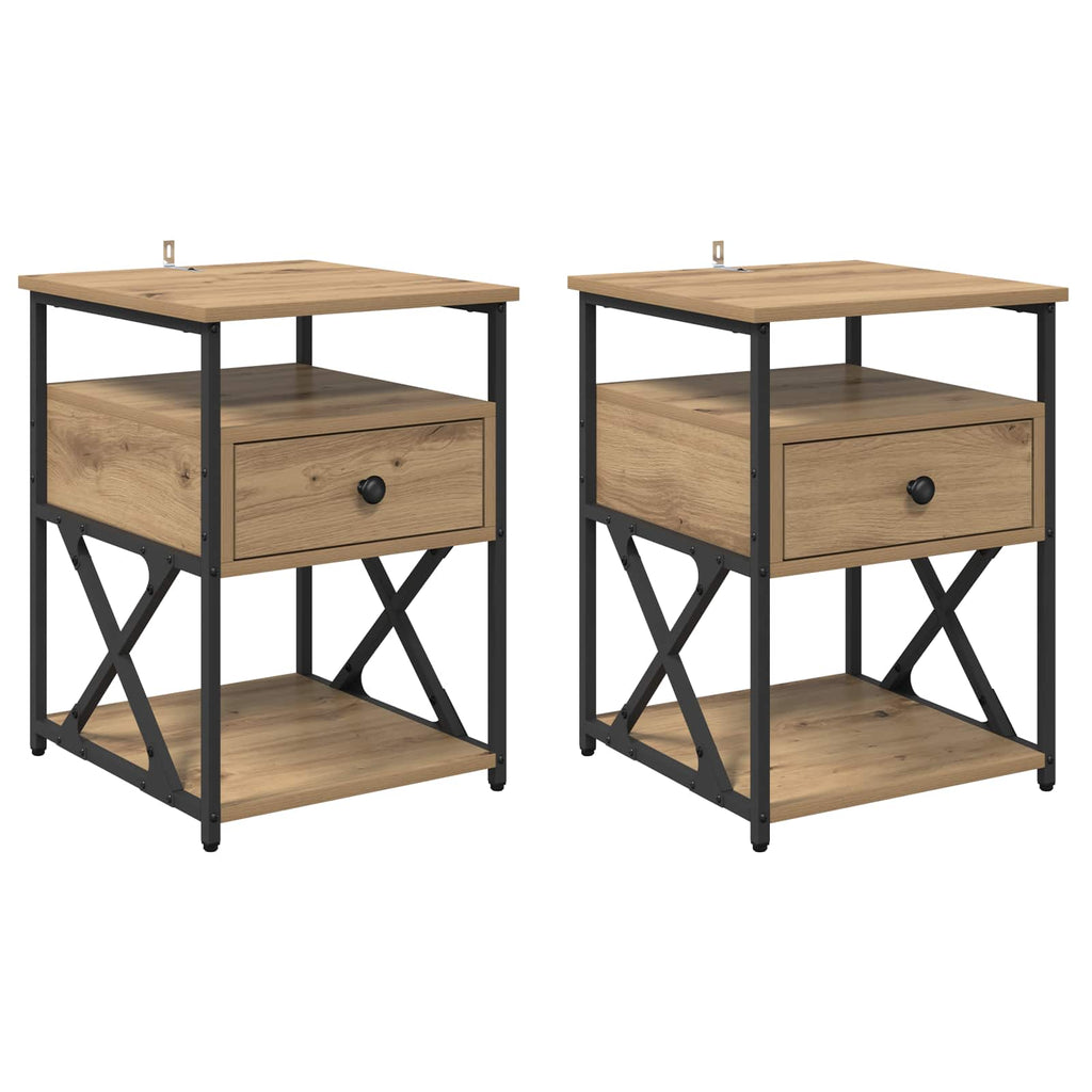 Armario de Noche 2 pcs Roble artesanal 40 x 42 x 55 cm