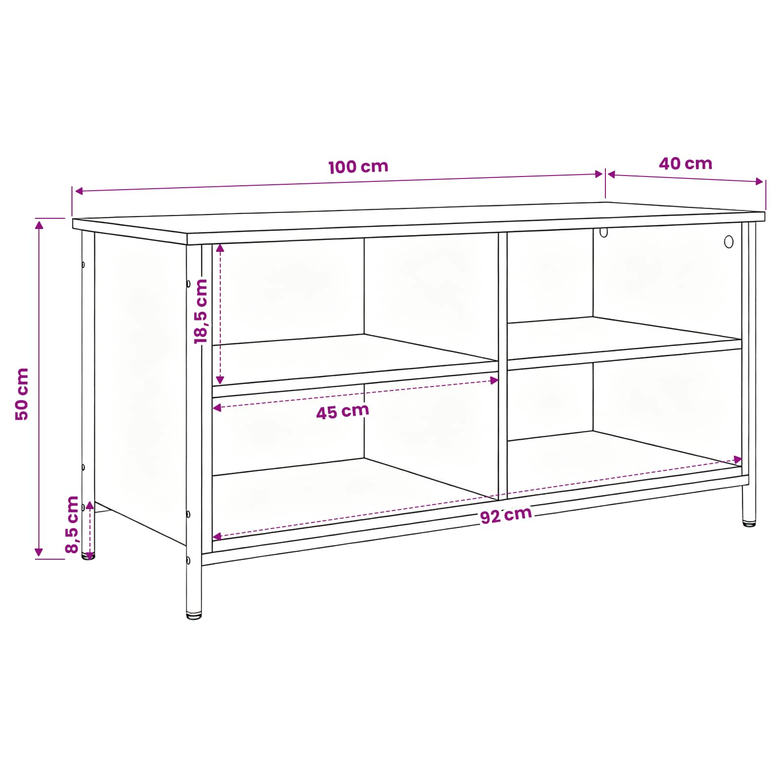 Gabinete de TV Madera Vieja 100 x 40 x 50 cm