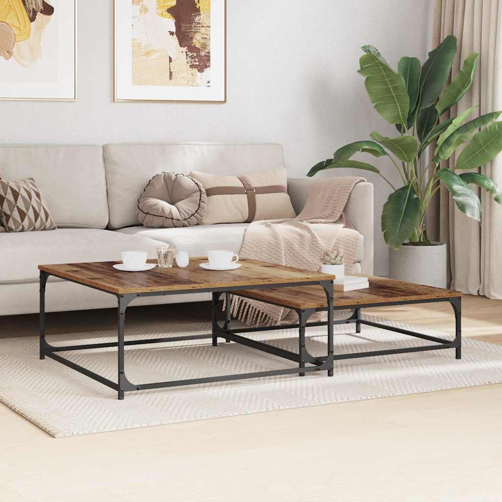 Mesa de Café 2 pcs Madera envejecida Madera de ingeniería