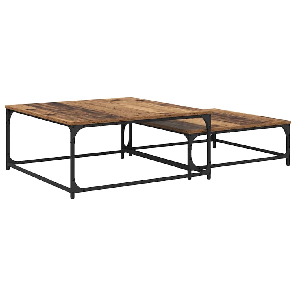 Mesa de Café 2 pcs Madera envejecida Madera de ingeniería