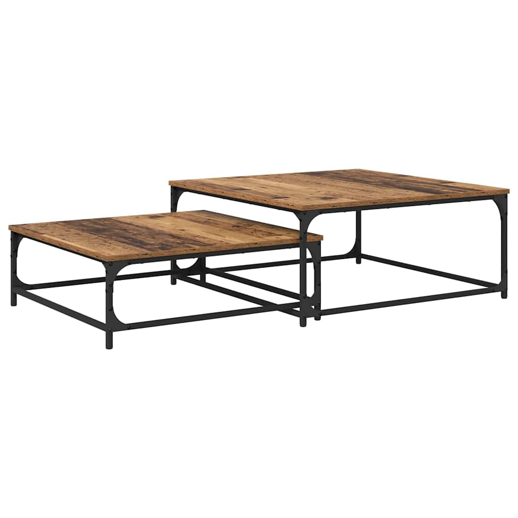 Mesa de Café 2 pcs Madera envejecida Madera de ingeniería