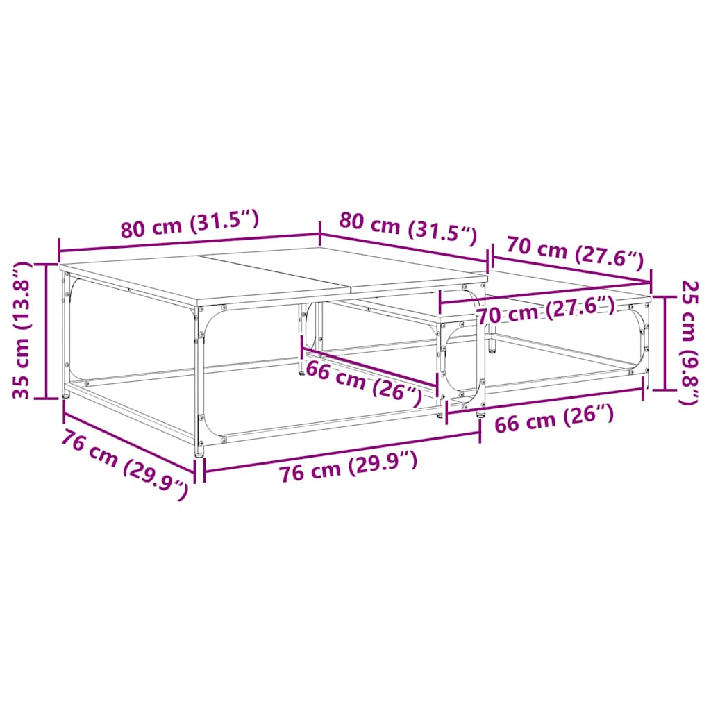 Mesa de Café 2 pcs Madera envejecida Madera de ingeniería