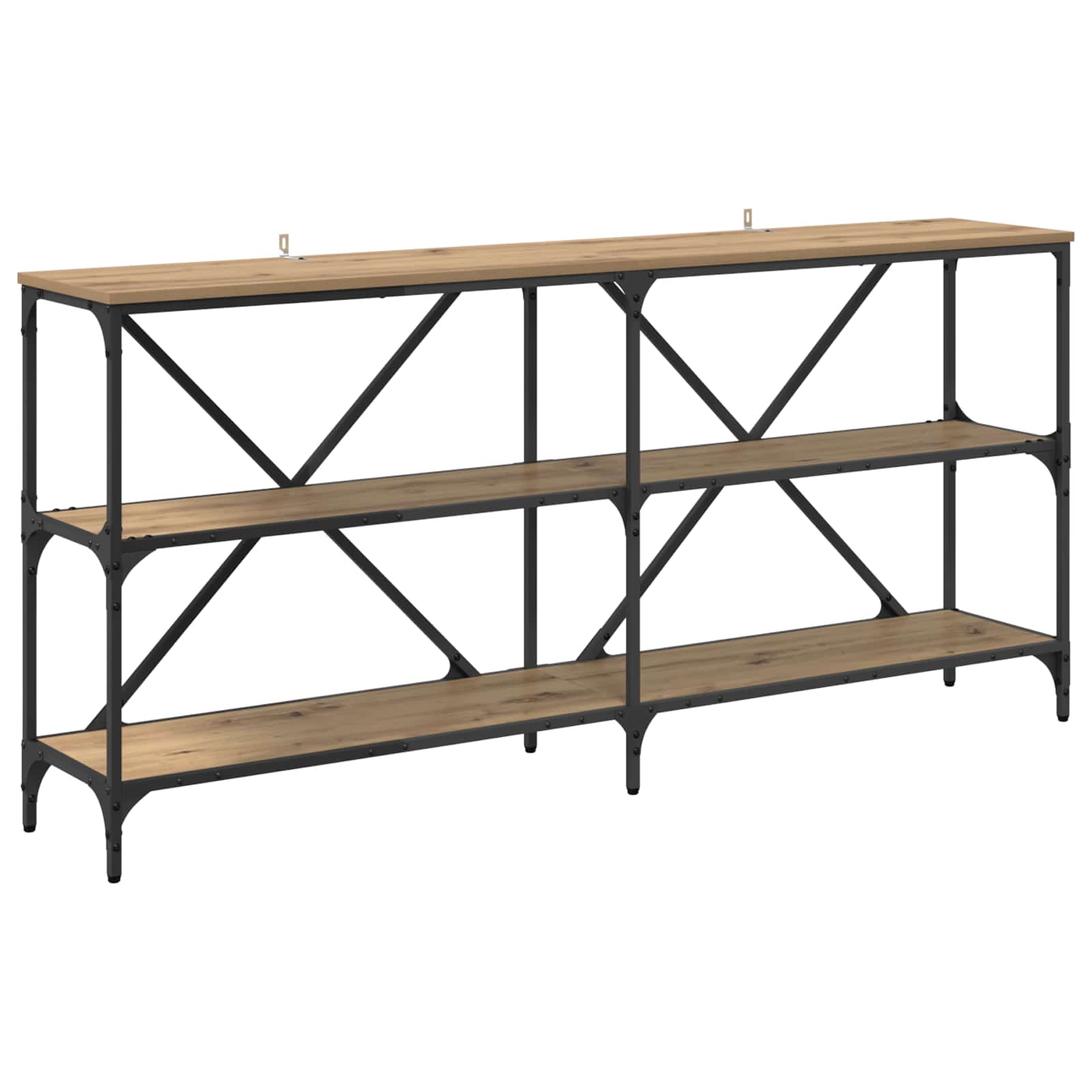 Mesa Consola con estante Roble artesanal 160 x 30 x 75 cm