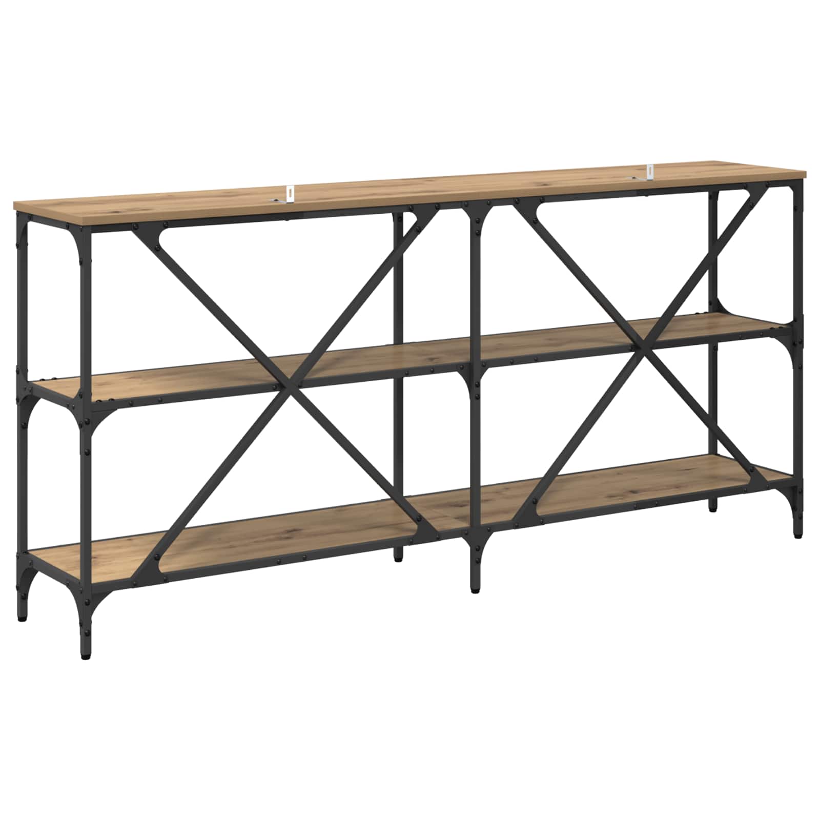 Mesa Consola con estante Roble artesanal 160 x 30 x 75 cm